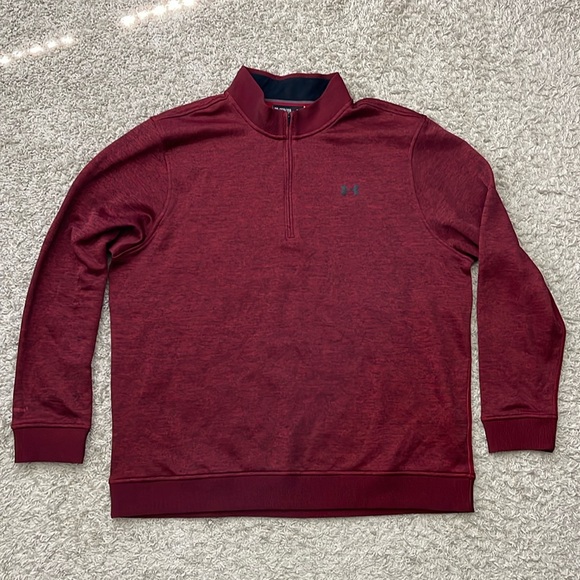 EUC Men’s Under Armour Loose Storm1 Red Heather Golf 1/4 Zip Sweatshirt Size XXL - Picture 2 of 10